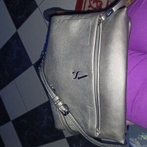 Vera Wang Crossbody Gunmetal Metallic Leather